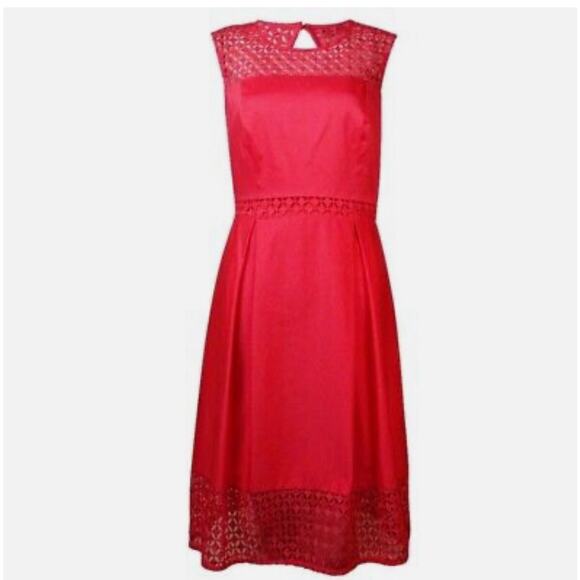 Calvin Klein Lace Cut Out Sleeveless Pleated Dress Size 10 Pink - Picture 10 of 10